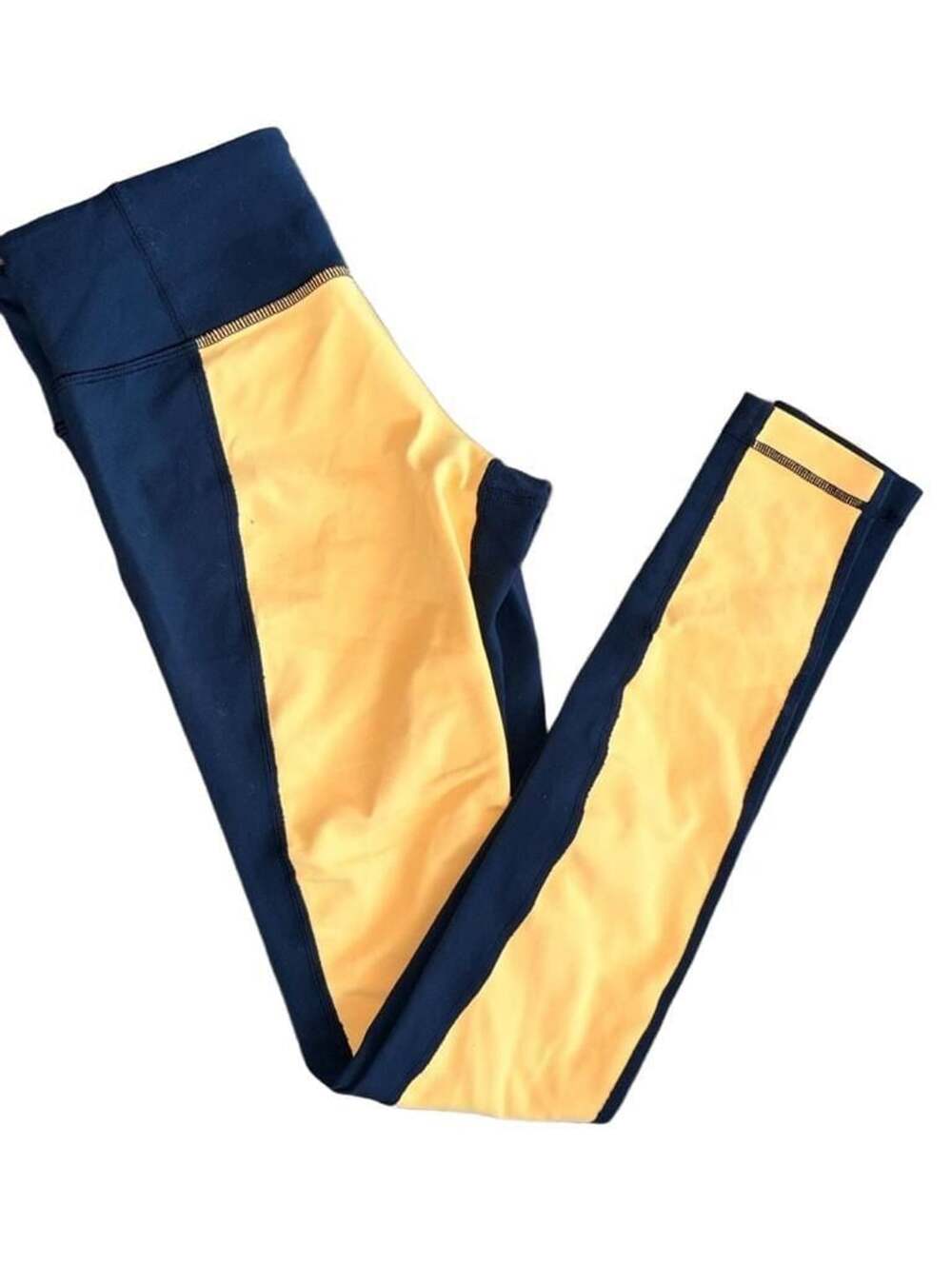 Lululemon Wunder Under Leggings Size 6 Blue Yellow Color Blocked Yoga